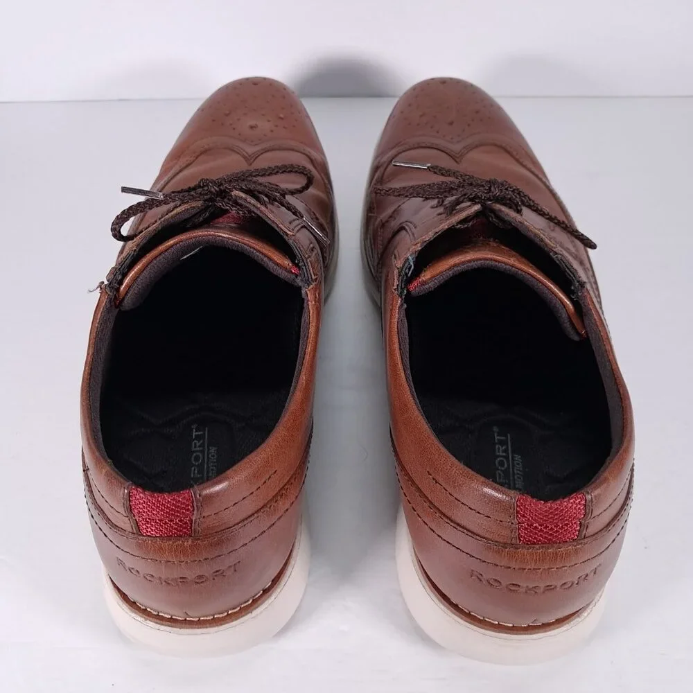 Rockport Total Motion Sport Wingtip Shoes Men 10.5 Brown Leather Oxford CH2508